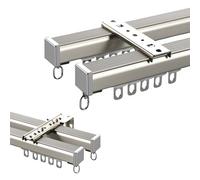 GJZQDKX Kit de Tringle à Rideaux Double coulissante silencieuse - Aluminium de 2,60 mm d'épaisseur, Fixation au Plafond ou au Mur, idéal pour Les séparations de pièces, Complet avec quincaillerie (g