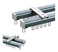 GJZQDKX Kit de Tringle à Rideaux Double silencieuse, Aluminium de 2,60 mm d'épaisseur, Fixation au Plafond ou au Mur, idéal pour Les séparations de pièces, Complet avec Accessoires (Bleu, 18)