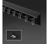 GJZQDKX Rail de Rideau de Plafond NoDrill 4m à Une Seule Voie, en Alliage d'aluminium Durable, Installation Facile pour Salon, Chambre, Cuisine et Salle de Bain, Finition Noire élégante