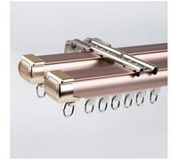 GJZQDKX Système de Double Tringle à Rideaux en Aluminium de 3,2 m (10,5 pi) avec Fixation Murale et au Plafond, pour la séparation de pièces (Salon, Chambre, Douche). Finition dorée élégante et Poly