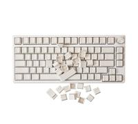 GK GAMAKAY PBT Lot de 131 touches imprimées latérales blanches, brillantes à travers les touches personnalisées, profil Cherry original pour clavier de jeu mécanique 61/64/68/75/81/87/104/108