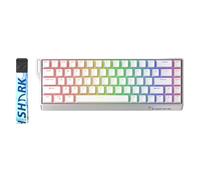 GK GAMAKAY x NaughShark NS68 Rapid Trigger Clavier de jeu sans fil, BT/2,4 GHz/filaire 8 kHz 0,01 mm RT, effet Hall Outemu Peach Crystal Interrupteur magnétique (blanc shine Through)