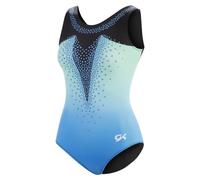 GK Girls Dazzling Diamonds Justaucorps de gymnastique Costume de danse avec chouchou assorti pour tout-petits enfants juniors (TD bleu)