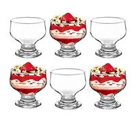GK Global Kitchen Lot de 6 bols à dessert en verre à pied pour glaces et desserts - Forme tulipe - Pour apéritif, salade de fruits, pudding, desserts, cocktails.