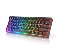 GK61 Mechanical Gaming Keyboard 60 Percent | 61 RGB Rainbow LED Backlit Programmable Keys | USB Wired | for Mac and Windows PC | Hotswap Gateron Optical Red Switches | Black