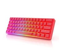 GK61 Mechanical Gaming Keyboard 60 Percent | 61 RGB Rainbow LED Backlit Programmable Keys | USB Wired | for Mac and Windows PC | Hotswap Gateron Optical Red Switches | Red
