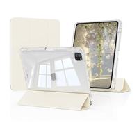 GKABXY Coque pour iPad Pro 11" 4e/3e/2e génération 2022/2021/2020 avec porte-crayon, coque coulissante amovible 2 en 1 avec dos rigide transparent veille/réveil automatique, blanc