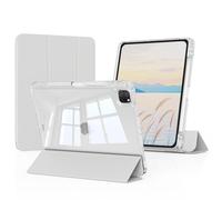 GKABXY Coque pour iPad Pro 11" 4e/3e/2e génération 2022/2021/2020 avec porte-crayon, coque coulissante amovible 2 en 1 avec dos rigide transparent veille/réveil automatique, gris
