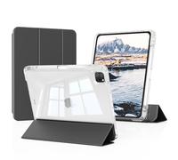 GKABXY Coque pour iPad Pro 11" 4e/3e/2e génération 2022/2021/2020 avec porte-crayon, coque coulissante amovible 2 en 1 avec dos rigide transparent veille/réveil automatique, noir