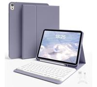 GKABXY Étui avec clavier pour iPad Air 11" M3/M2 (2025/2024) et iPad Air 5e/4e génération (2022/2020) 11" | Coque Bluetooth sans fil amovible avec porte-crayon (bleu gris + clavier blanc)