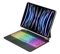 GKABXY Étui avec clavier pour iPad Pro 11 4ème/3ème/2ème génération 2022/2021/2020, clavier magique avec support flottant, 7 touches d'éclairage colorées, trackpad multi touch, noir