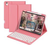 GKABXY pour étui avec clavier iPad A16 11e 10e génération 11/10,9 pouces 2025/2022, Porte-stylo intégré Couvercle de support folio Bluetooth amovible, touches d'accès rapide, QWERTZ, rouge pastèque