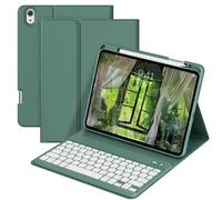 GKABXY pour étui avec clavier iPad A16 11e 10e génération 11/10,9 pouces 2025/2022, Porte-stylo intégré Couvercle de support Folio Bluetooth amovible, Boutons d'accès rapide, QWERTZ, vert nuit
