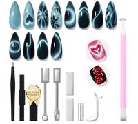 Gkaopi 10 Pièces Aimant Bâton Ongles Stylo Outils pour Nail Art, Nail Magnet Tool, 3D Magnétique Nail Art Manucure Stick, Cat Eye Aimants Oeil Chat, Double Tête Magnétique pour Vernis Gel UV à Ongles