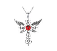Gkaopi Collier Croix Homme Collier Acier Inoxydable Pendentif Croix avec Evil Eye Collier Biker Pendentif Croix Punk