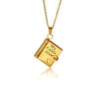 Gkaopi Collier Livre pour Femme Personnalisé Plaqué Or Pendentif Livre Collier Acier Inoxydable Chaîne Réglable Colliers Bijoux avec Gravé Fantaisie Idée Colliers Cadeau pour Femmes Fille (Or Star)