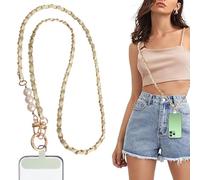 Gkaopi Cordon Téléphone Portable, Cuir PU Tour de Cou Téléphone Universelle Détachable avec Très Mince Patchs pour Cou et Poignet Laniere Longe Compatibles avec Plupart des Smartphone