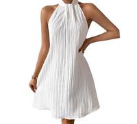 Gkaopi Femme Robe d'été sans Manches Décontracté Plage Robes Lâche Minirobe Casual Robe Boheme Chic et Elegant Couleur Unie Débardeur Robes