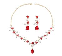 Gkaopi Parure Mariage Mariée pour Femme Cristal Collier Boucles d'Oreilles Pendantes Ensemble Fleurs Gouttes Parure Bijoux avec Zircon Fiançailles Mariage Bijoux pour Mariée Demoiselle d'honneur