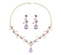 Gkaopi Parure Mariage Mariée pour Femme Cristal Collier Boucles d'Oreilles Pendantes Ensemble Fleurs Gouttes Parure Bijoux avec Zircon Fiançailles Mariage Bijoux pour Mariée Demoiselle d'honneur