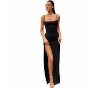 Gkaopi Robe Longue sans Manches pour Femme Été - Slim Moulante à Spaghetti Bretelles Stretch avec Fente - Élégante Robe de Soirée
