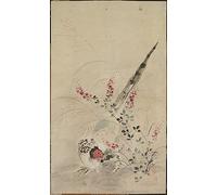 GKAZGQPR De Célèbres Tableaux Abstait Peinture Peinture sur Toile Faisan et graminées par Ogata Korin Affiche Mur Art Pour la Décoration de Bureau 60x90cm