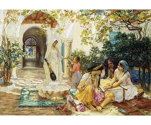 GKAZGQPR De Célèbres Tableaux Imprimé sur Toile Moderne Toile Décor Dans un village à El Biar Alger de Frederick Arthur Bridgman Moderne Toile Décor Pour la Décoration du Salon 60x90cm