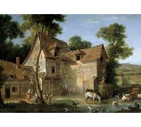 GKAZGQPR De Célèbres Tableaux Imprimé sur Toile Moderne Toile Décor Ferme de Jean Baptiste Oudry Moderne Toile Décor Pour la Décoration du Salon 60x90cm