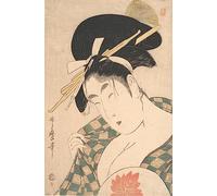 GKAZGQPR De Célèbres Tableaux Imprimé sur Toile Moderne Toile Décor la courtisane Hanao Gi de la Giya par Kitagawa Utamaro Moderne Toile Décor Pour la Décoration du Salon 60x90cm