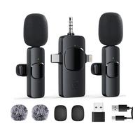 GKEAPZA Lavalier Microphone sans fil Lapel Microphone sans fil Mini microphone mobile pour iPhone/Android/PC, Plug Play, petit microphone mobile, Lavalier sans fil pour enregistrement TikTok en direct