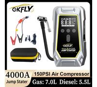 GKFLY 4000A démarreur de saut de voiture avec compresseur d'air 2000A chargeur de suralimentation Portable 12V dispositif de démarrage de batterie de pompe à Air de voiture 4000A with BOX