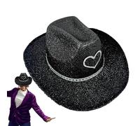GkgWuxf Chapeau de cowboy à paillettes pour homme, chapeau de cowboy disco à large bord scintillant | Accessoires de déguisement, accessoires de cosplay, accessoires de costume pour Halloween, fête