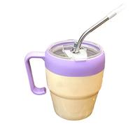 GkgWuxf Gobelet en verre avec paille - Verre à impression de lettres - Gobelet avec paille anti-fuite avec poignée pour camping, pique-nique, mariage, voyage, restaurant, cuisine