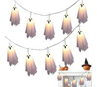 GkgWuxf Guirlande lumineuse fantôme d'Halloween - Lumières DEL fantômes | 8 modes de décoration d'intérieur et d'extérieur pour fêtes de vacances, salon, chambre à coucher, allée