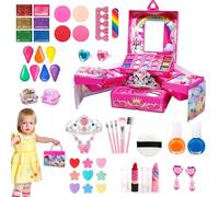 GkgWuxf Kit de maquillage pour enfants pour filles | Kits de maquillage pour tout-petits | Kit de maquillage pour tout-petits Noël et anniversaire pour filles de 3 à 12 ans
