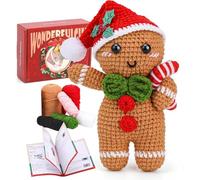 GkgWuxf Kit De Tricot Et Crochet Bonhomme En D'épice Avec Bonnet De Noël - Laine Pour Ambiance De Noël