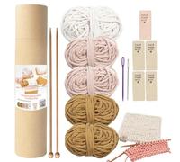 GkgWuxf Kit de Tricot Pour Débutant Adulte - Fournitures Soi-même Pour Écharpe - Complet Avec Aiguilles À Tricoter et Laine