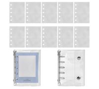 GkgWuxf Lose Paper for School PVC transparent Cover 5 anneaux | Feuille volante remplissage papier carnet 10 feuilles - Artisanat pour fête d'anniversaire, avion, voyage, route, scrapbooking