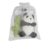 GkgWuxf Ours panda au crochet | Panda mignon, fait à la main adorable animal au crochet avec carte de vœux et sac en organza pour Noël, anniversaire, Thanksgiving, fête des enfants, fête sur le thème