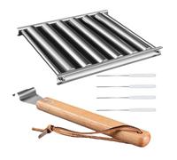 GkgWuxf Rouleau à hot dog pour barbecue | Support de rouleau pour hot dog - Outil de cuisine en acier inoxydable avec poignée en bois, accessoires de barbecue pour le camping