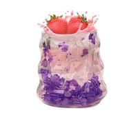 GkgWuxf Tasses en Verre | Verres À Café Avec Fleurs Séchées - Tasses Réutilisables 160ml Pour Boissons Chaudes Froides Thé Eau Décoration Maison Noël Anniversaire