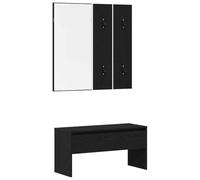 GKHPYURE Ensemble de meubles d'entrée 4 pièces chêne noir 80 x 30,5 x 40 cm | Bois d'ingénierie, tiroirs et compartiments, miroir réfléchissant, design moderne, pour couloir et bureau