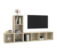 GKHPYURE Ensemble meuble TV 3 pièces chêne Sonoma aggloméré | Dimensions : 37 x 37 x 37 cm, 37 x 37 x 107 cm, 37 x 37 x 142,5 cm, montage mural, nettoyage facile