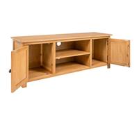 GKHPYURE Meuble TV 110 x 35 x 44 cm en chêne massif | Bois de chêne massif, finition et, deux portes, deux compartiments ouverts, assemblage requis