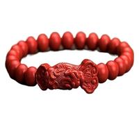 GKIRQVPE Bracelet Feng Shui Cinabre | Rouge/violet, 6/8 mm, cinabre Pi Xiu Ruyi Feng Shui Chakra prospérité