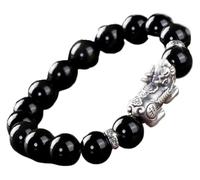GKIRQVPE Bracelet Feng Shui en cristal d'argent pur obsidienne