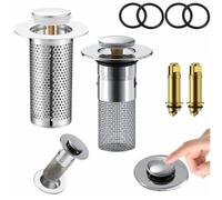 GKIYMLLFV Filtre de vidange de sol en acier inoxydable, bouchon de lavabo anti-odeurs, bouchon de lavabo à noyau rebondissant, attrape-cheveux, crépine de lavabo de douche(A-long)
