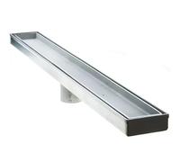 GKIYMLLFV Grille de douche linéaire en acier inoxydable for salle de bain, drain de sol Bagnolux, matériel ultra-résistant, insert de carrelage, bonde à sortie centrale 304#(800mm)