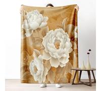 Gklnmcx Couverture en Canapé Floral Pivoine, Plaid Lavable Fleur Botanique Vintage, Couverture Décorative Doux Léger Ne Peluche Pas 130x180