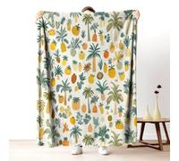 Gklnmcx Couverture Flanelle Arbre Palmier Tropical, Plaid décorative Motif Botanique Fruits, Couverture décorative Chaude et Confortable 200 x 200 pour Chambre à Coucher, lit, canapé